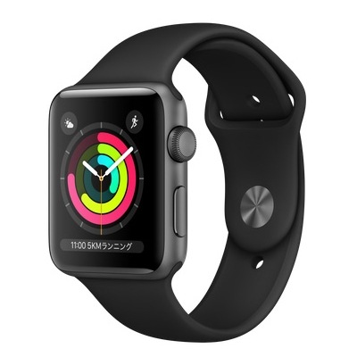 【ラッピング可】【即日発送】【国内版】【新品】Apple Watch Series 3 GPSモデル 42mm MTF32J/A [ブラックスポーツバンド]