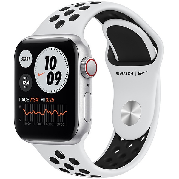 【ラッピング可】【即日発送】【国内版】【新品】Apple Watch Nike SE GPS+Cellularモデル 40mm MYYW2J/A [ピュアプラチナム/ブラックNikeスポーツバンド]