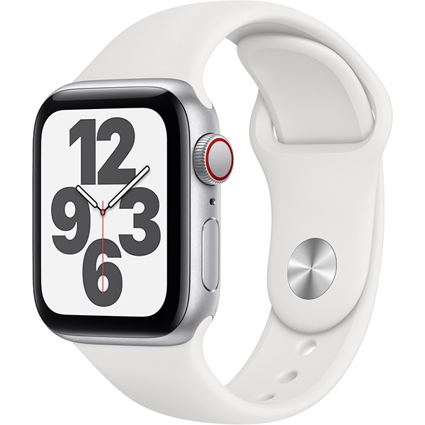 【ラッピング可】【即日発送】【国内版】【新品】Apple Watch SE（GPS + Cellularモデル）- 40mmシルバーアルミニウムケースとホワイトスポーツバンド - レギュラー MYEF2J/A