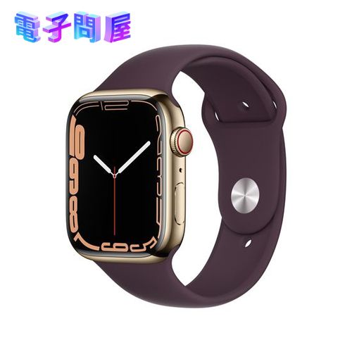 【ラッピング可】【即日発送】【国内版】【新品】Apple Watch Series 7 GPS+Cellularモデル ゴールドステンレススチールケースとダークチェリースポーツバンド レギュラー MKJX3J/A