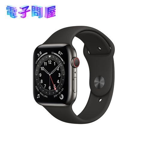 【ラッピング可】【即日発送】【国内版】【新品】Apple Watch Series 6（GPS + Cellularモデル）- 44mmグラファイトステンレススチールケースとブラックスポーツバンド - レギュラー M09H3J/A