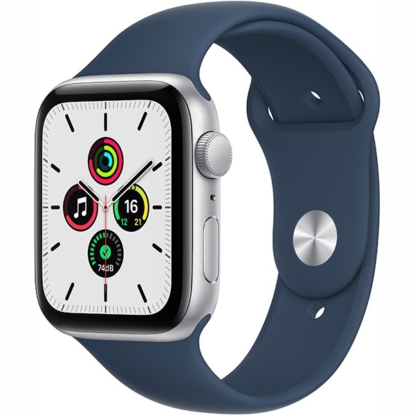 【ラッピング可】【即日発送】【国内版】【新品】Apple Watch SE（GPSモデル）- 44mmシルバーアルミニウムケースとアビスブルースポーツバンド - レギュラー MKQ43J/A