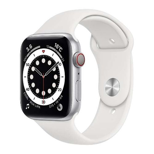 【ラッピング可】【即日発送】【国内版】【新品 箱不良・シュリンク破れ品】Apple Watch Series 6（GPS + Cellularモデル）- 44mmシルバーアルミニウムケースとホワイトスポーツバンド - レギュラー MG2C3J/A