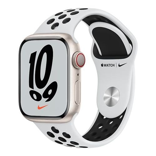 【ラッピング可】【即日発送】【国内版】【新品】Apple Watch Nike Series 7（GPS + Cellularモデル）- 41mmスターライトアルミニウムケースとピュアプラチナム/ブラックNikeスポーツバンド - レギュラー MKJ33J/A