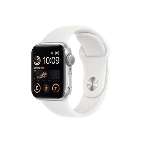 【ラッピング可】【即日発送】【国内版】【新品】Apple Watch SE（GPSモデル）- 40mmシルバーアルミニウムケースとホワイトスポーツバンド MNJV3J/A