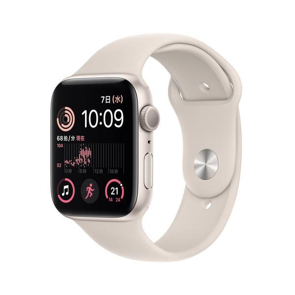【ラッピング可】【即日発送】【国内版】【新品】Apple Watch SE（GPSモデル）- スターライトアルミニウムケースとスターライトスポーツバンド 44mm MNJX3J/A