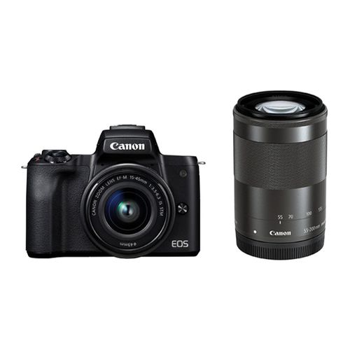 【即日発送】【新品 箱不良・シュリンク破れ品】Canon ミラーレス一眼カメラ EOS Kiss M ダブルズームキット ブラック