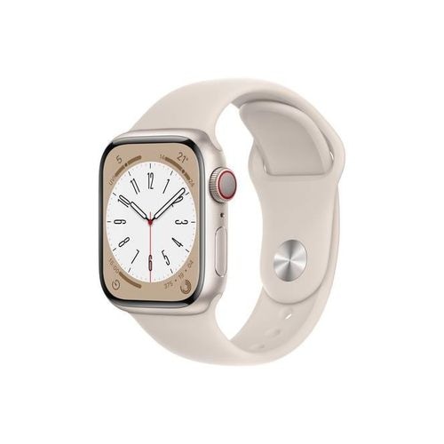 【ラッピング可】【即日発送】【国内版】【新品】Apple Watch Series 8（GPS + Cellularモデル）41mmスターライトアルミニウムケースとスターライトスポーツバンド - レギュラ MNHY3J/A