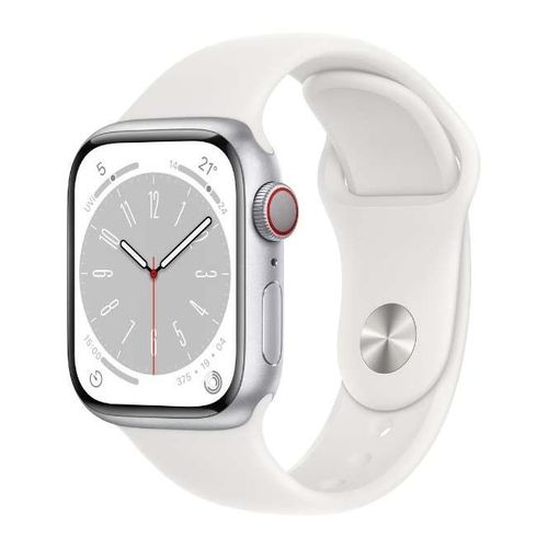 【ラッピング可】【即日発送】【国内版】【新品】Apple Watch Series 8（GPS + Cellularモデル）41mm シルバーアルミニウムケースとホワイトスポーツバンド MP4A3JA