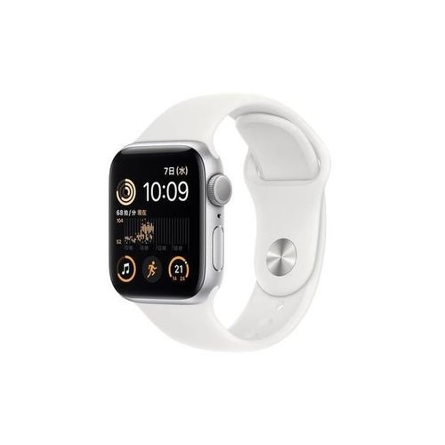 【ラッピング可】【即日発送】【国内版】【新品 保証開始済み品】Apple Watch SE 第2世代 （GPSモデル）- 40mmシルバーアルミニウムケースとホワイトスポーツバンド - レギュラー MNJV3J/A