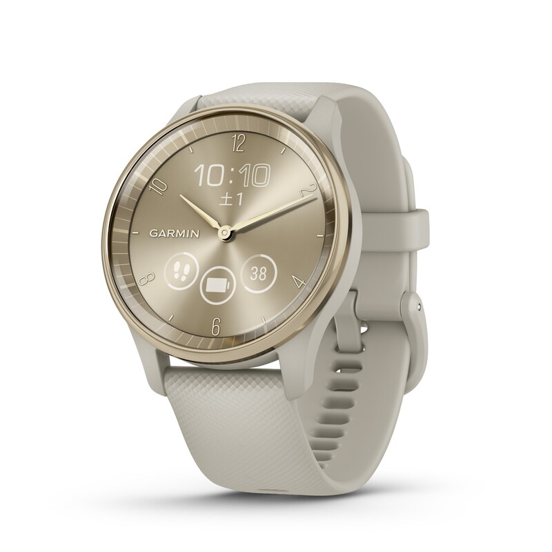 【ラッピング可】【即日発送】【国内版】【新品】GARMIN ガーミン スマートウォッチ 010-02665-72 vivomove Trend French Gray/Cream Gold