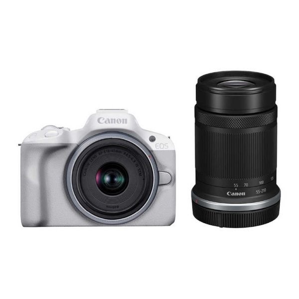 【新品 箱不良・シュリンク破れ品】CANON キャノン ミラーレス一眼カメラ EOS R50 ダブルズームキットホワイト