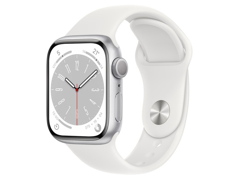 【ラッピング可】【即日発送】【安心!当社1ヶ月保証付き】【整備済品】Apple Watch Series 8 GPSモデル 41mm シルバーアルミニウムケースとホワイトスポーツバンド MP6K3J/A