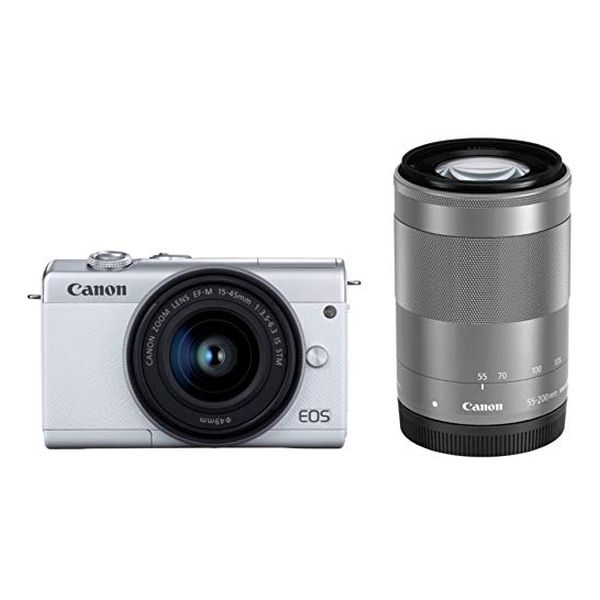 【新品】Canon ミラーレス一眼カメラ EOS M200 ダブルズームキット ホワイト EOSM200WH-WZK