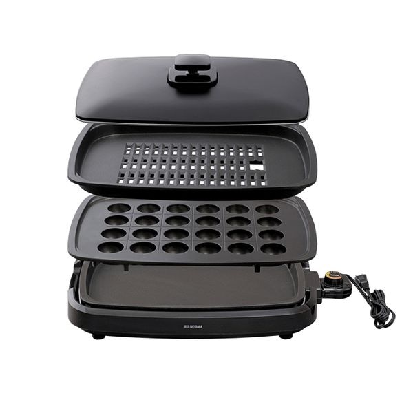 【即日発送】【新品】IRIS OHYAMA アイリスオーヤマ 網焼き風ホットプレート 3枚 ブラック