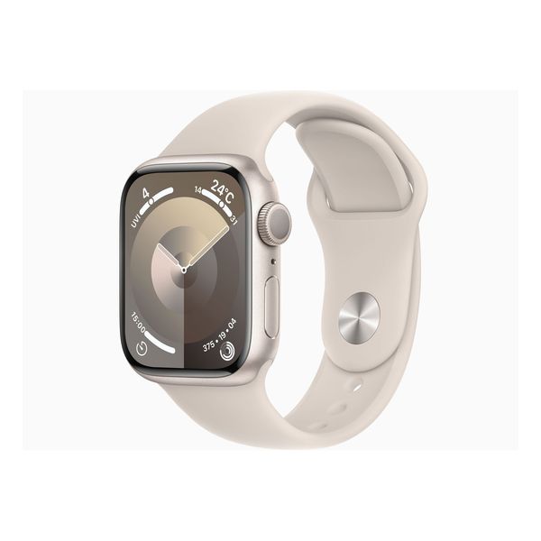 【ラッピング可】【新品 保証開始済み品】Apple Watch Series 9 GPSモデル 41mm スターライトアルミニウムケースとスターライトスポーツバンド S/M MR8T3J/A
