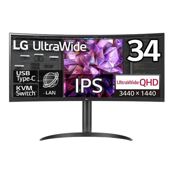 【即日発送】【新品 箱不良・シュリンク破れ品】LG エルジー USB-C接続 PCモニター 34型 UWQHD(3440×1440） ワイド 曲面型 UltraWide 34WQ75C-B