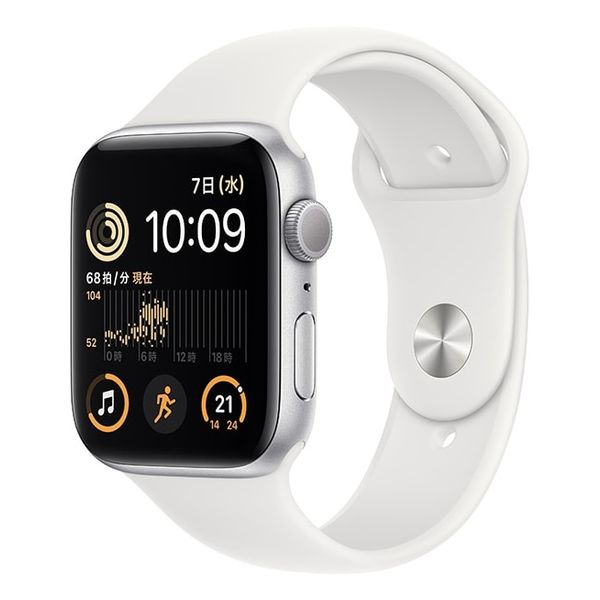 【ラッピング可】【即日発送】【安心！当社1ヶ月保証付き】【整備済品】Apple Watch SE 第2世代 GPSモデル 44mm MNK23J/A シルバーアルミニウムケースとホワイトスポーツバンド