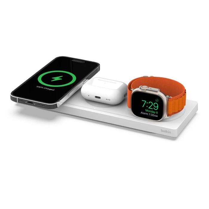【即日発送】【新品 箱不良・シュリンク破れ品】Belkin ベルキン ワイヤレス充電パット BOOSTCHARGE PRO 3-in-1 (電源アダプタ付) ホワイト