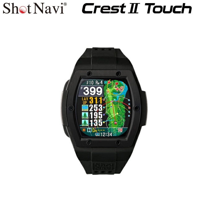 【ラッピング可】【即日発送】【新品】Shot Navi ショットナビ 腕時計型 GPSナビ Crest2 Touch ゴルフ クレスト 2 タッチ 2024モデル 日本製 メーカー保証 送料無料 black ブラック