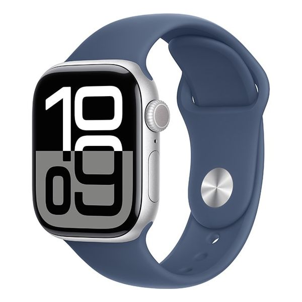 【ラッピング可】【新品】Apple Watch Series 10 GPSモデル 42mm シルバーアルミニウムケースとデニムスポーツバンド S/M MWWA3J/A