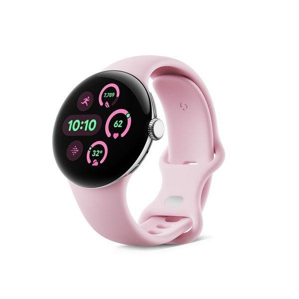 【即日発送】【新品 箱不良・シュリンク破れ品】Google Pixel Watch 3 41mm Polished Silver アルミケース/Rose Quartz アクティブ バンド(Wifi)