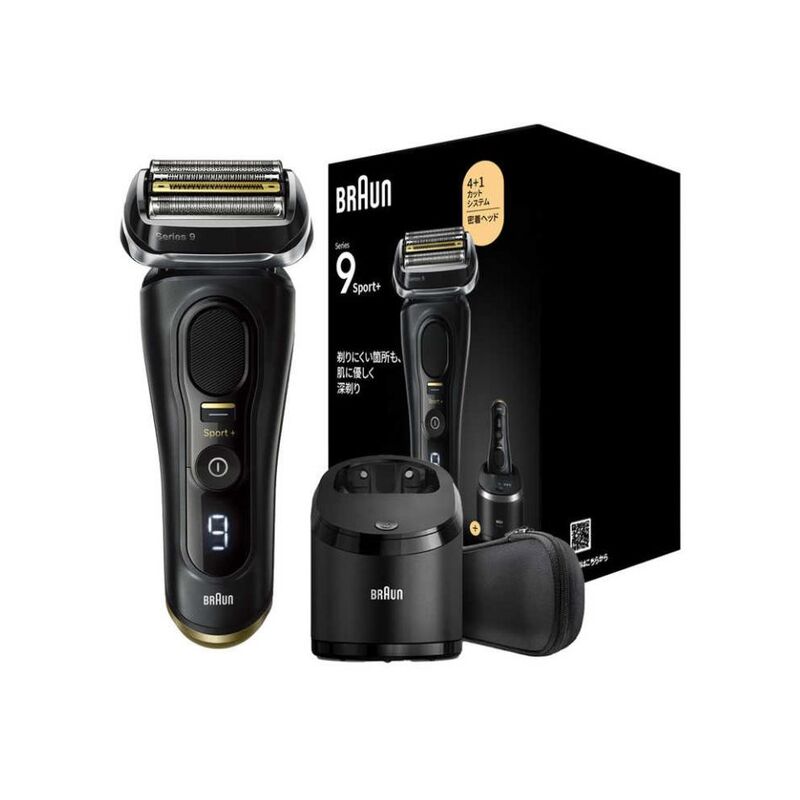 【ラッピング可】【新品 箱不良・シュリンク破れ品】BRAUN ブラウン 電気シェーバー 洗浄機モデル 海外対応 シリーズ9 Sport+ 9350cc ブラック
