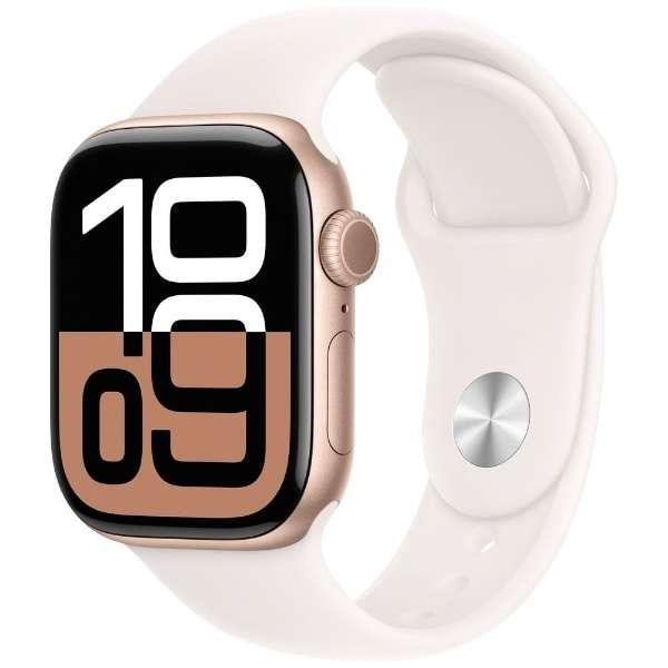 【即日発送】【新品 保証開始済み品】Apple Watch Series 10 GPSモデル 46mm MWWU3J/A ローズゴールド・ライトブラッシュスポーツバンド M/L