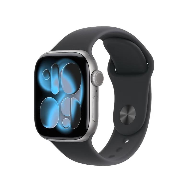 【ラッピング可】【即日発送】【新品 箱不良・シュリンク破れ品】Apple Watch Series 11 GPSモデル 46mm MEV44J/A スペースグレイ・ブラックスポーツバンド M/L