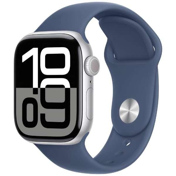 【ラッピング可】【即日発送】【安心！当社1ヶ月保証付き】【整備済品】Apple Watch Series 10 GPSモデル 42mm MWWA3J/A シルバー・デニムスポーツバンド S/M
