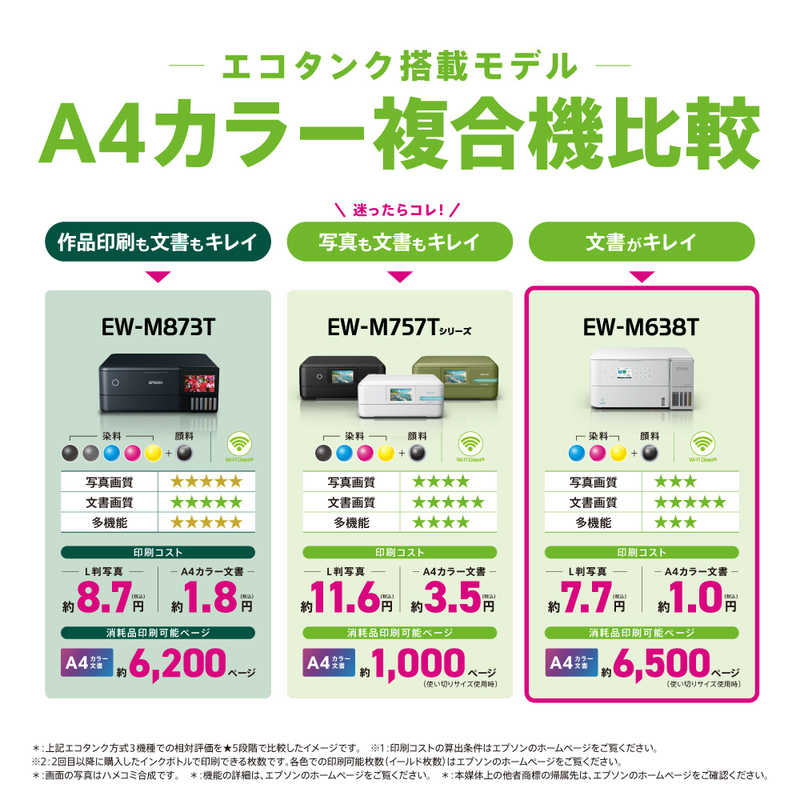 【即日発送】【新品】EPSON エプソン 4カラーインクジェット複合機プリンタ エコタンク搭載モデル EW-M638T