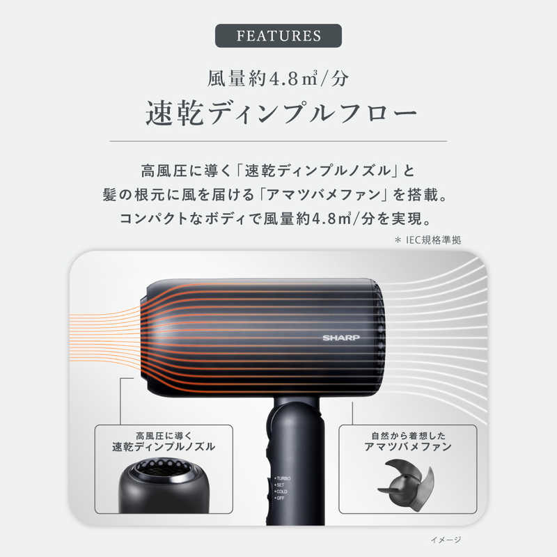 【ラッピング可】【即日発送】【新品】SHARP シャープ ディンプルフロードライヤー IB-P300-B アッシュブラック